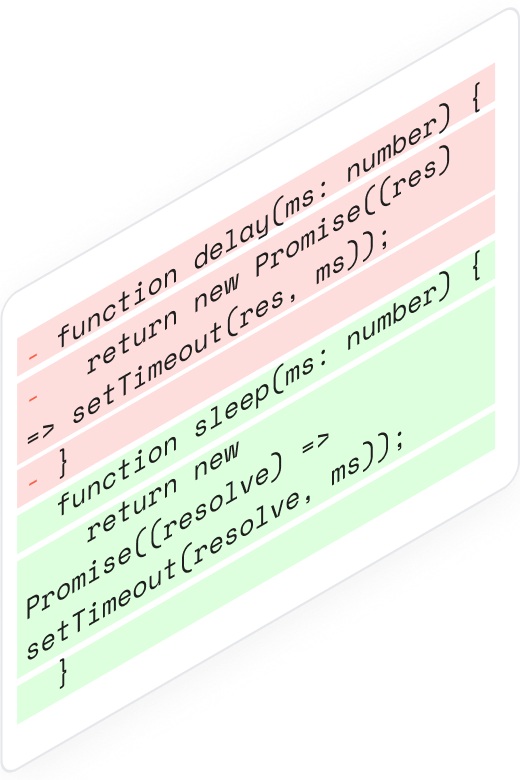 Migration visualization showing code, map, plan and diff